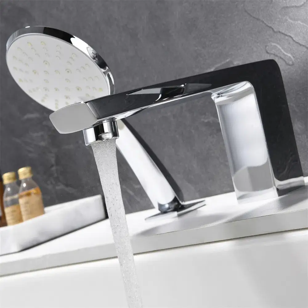 Vòi sen phòng tắm mạ chrome lắp trên bệ, thiết kế đơn giản, cung cấp sỉ